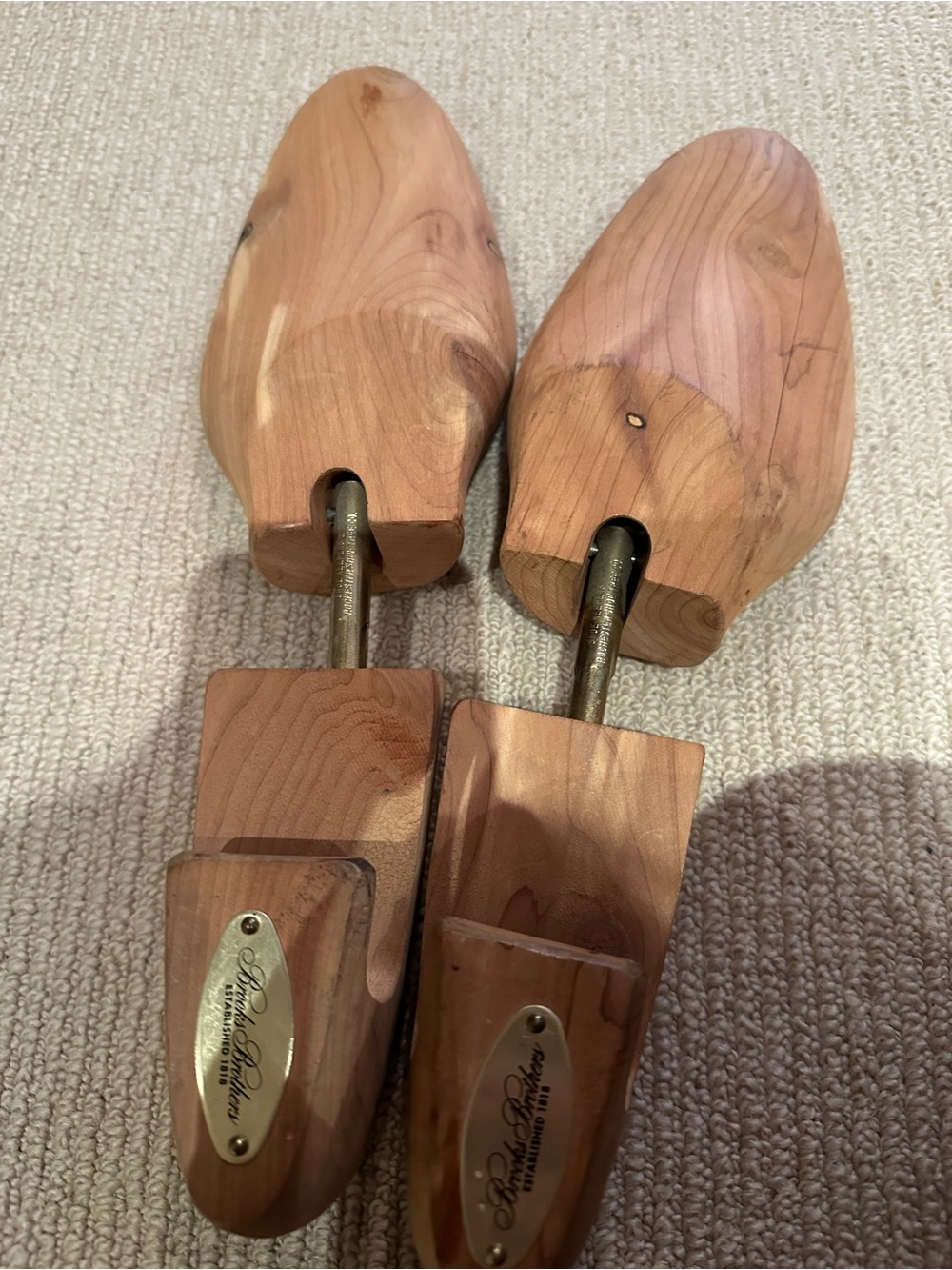 Pair of Cedar Shoe Trees with Brass Hardware - Natural Wood brooks brother’s